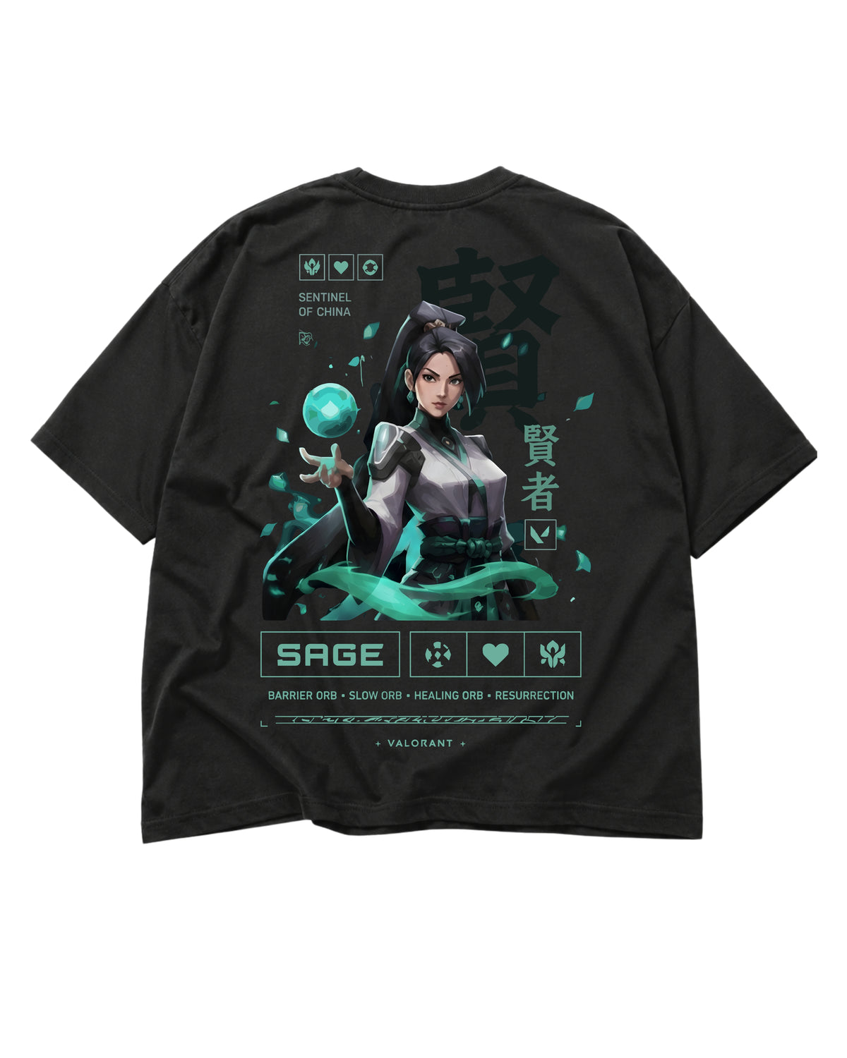 SAGE – Valorant Inspired Oversized Drop Shoulder T-Shirt | Premium Gaming Streetwear