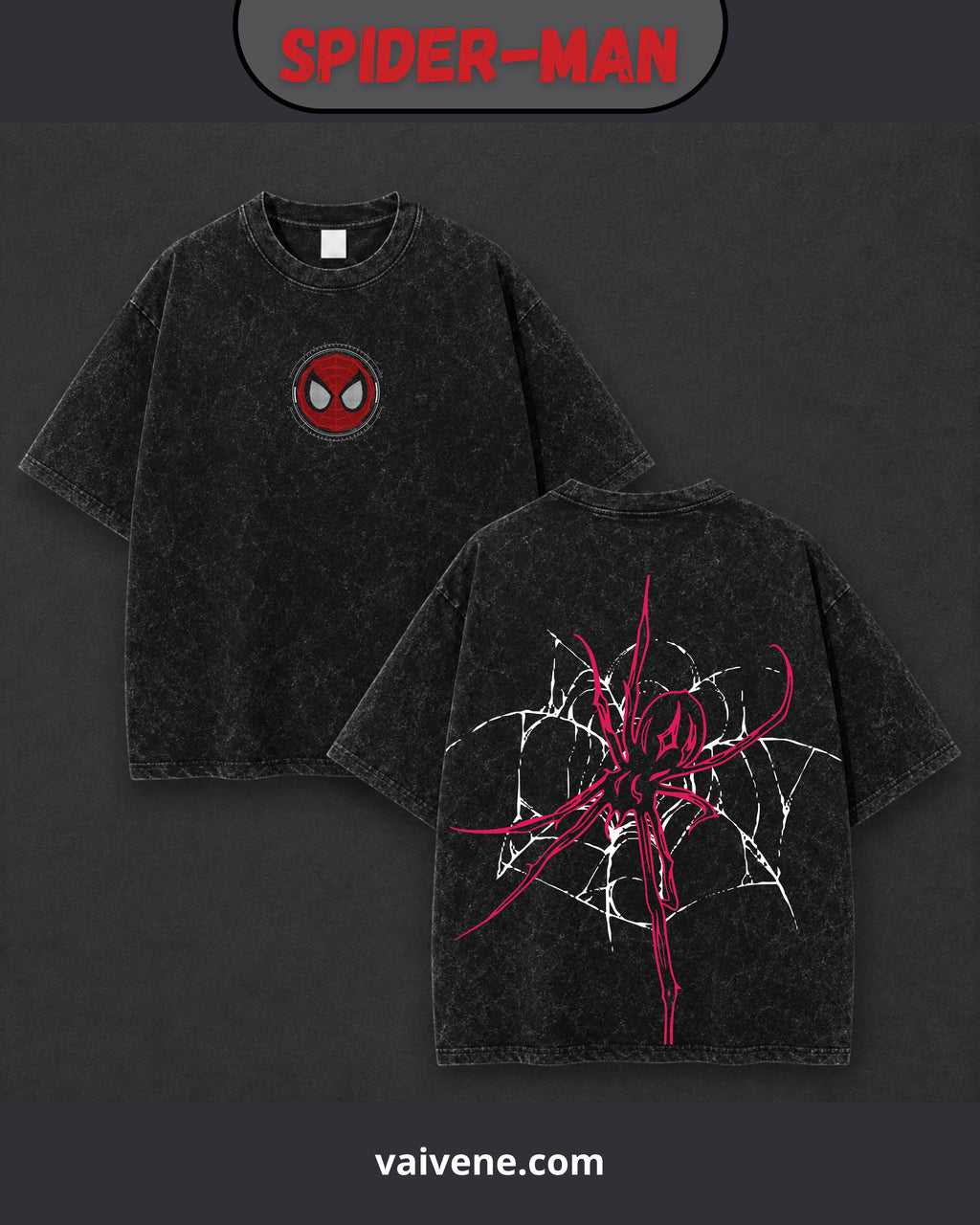 Spider-Inspired | Acid Wash Oversized Drop Shoulder T-Shirt | Premium Streetwear
