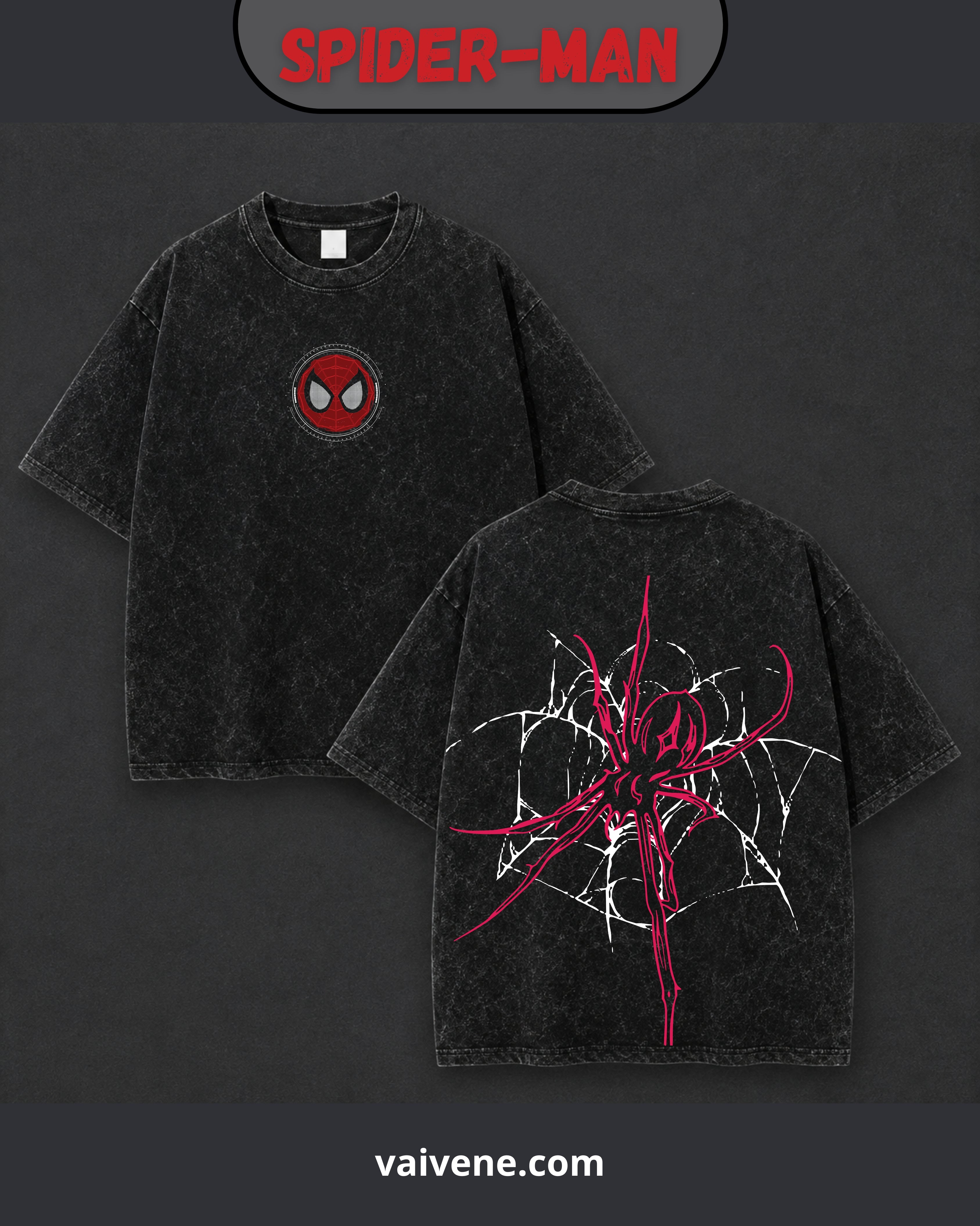 Spider-Inspired | Acid Wash Oversized Drop Shoulder T-Shirt | Premium Streetwear