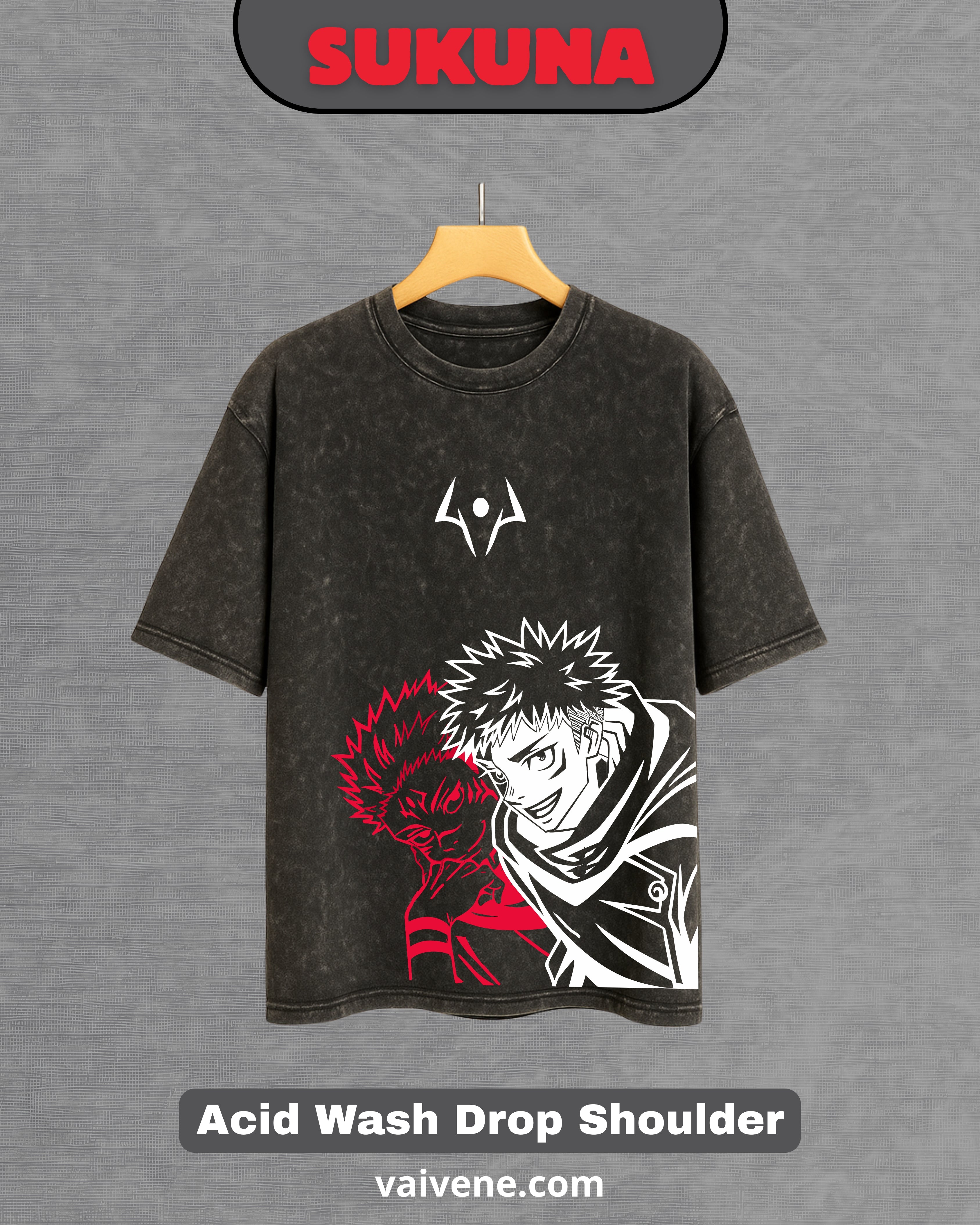 Sukuna: The King of Curses Acid Wash Drop Tee – Jujutsu Kaisen Edition