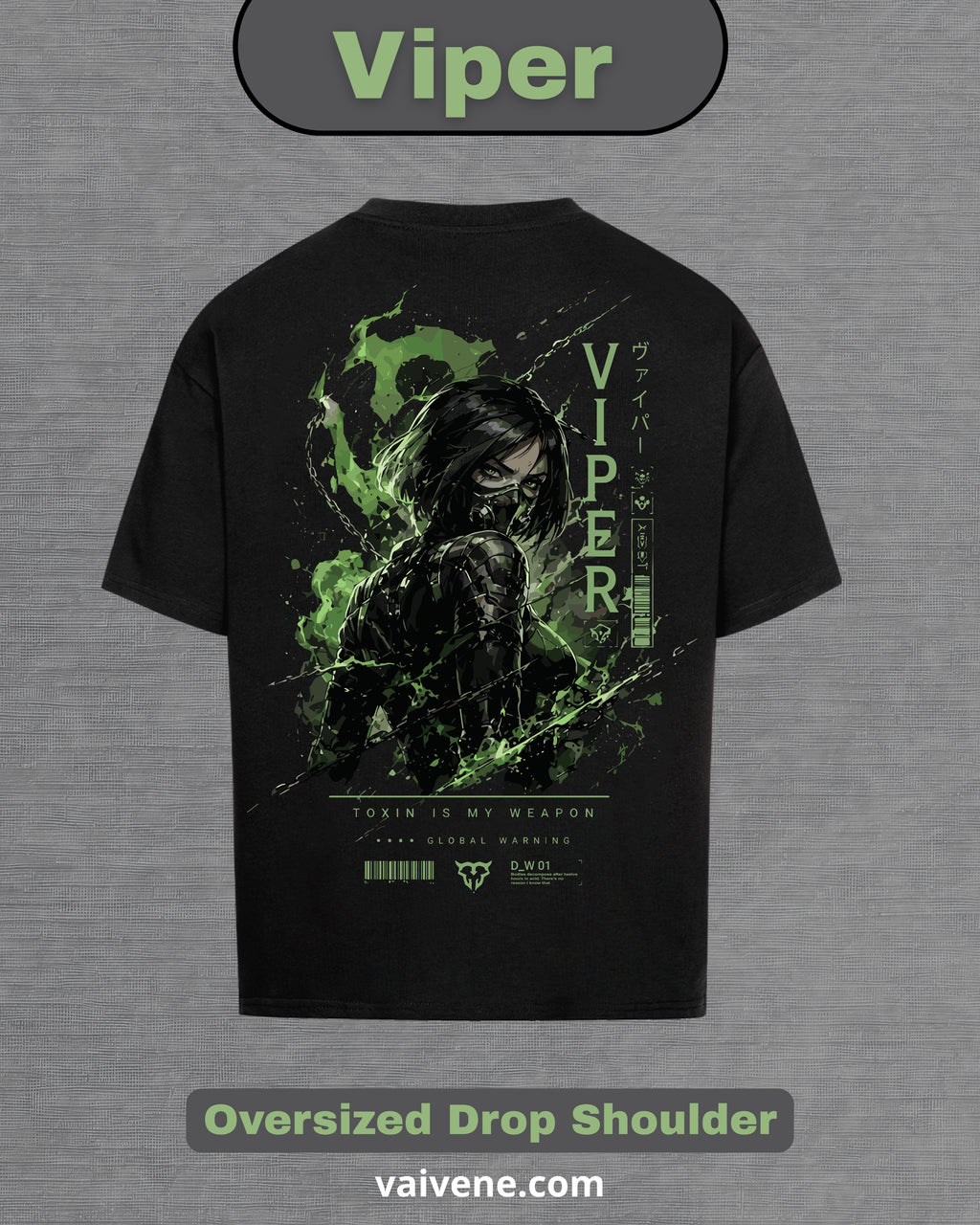 Viper – Valorant Inspired Oversized Drop Shoulder T-Shirt | Premium Gaming Streetwear ⭐