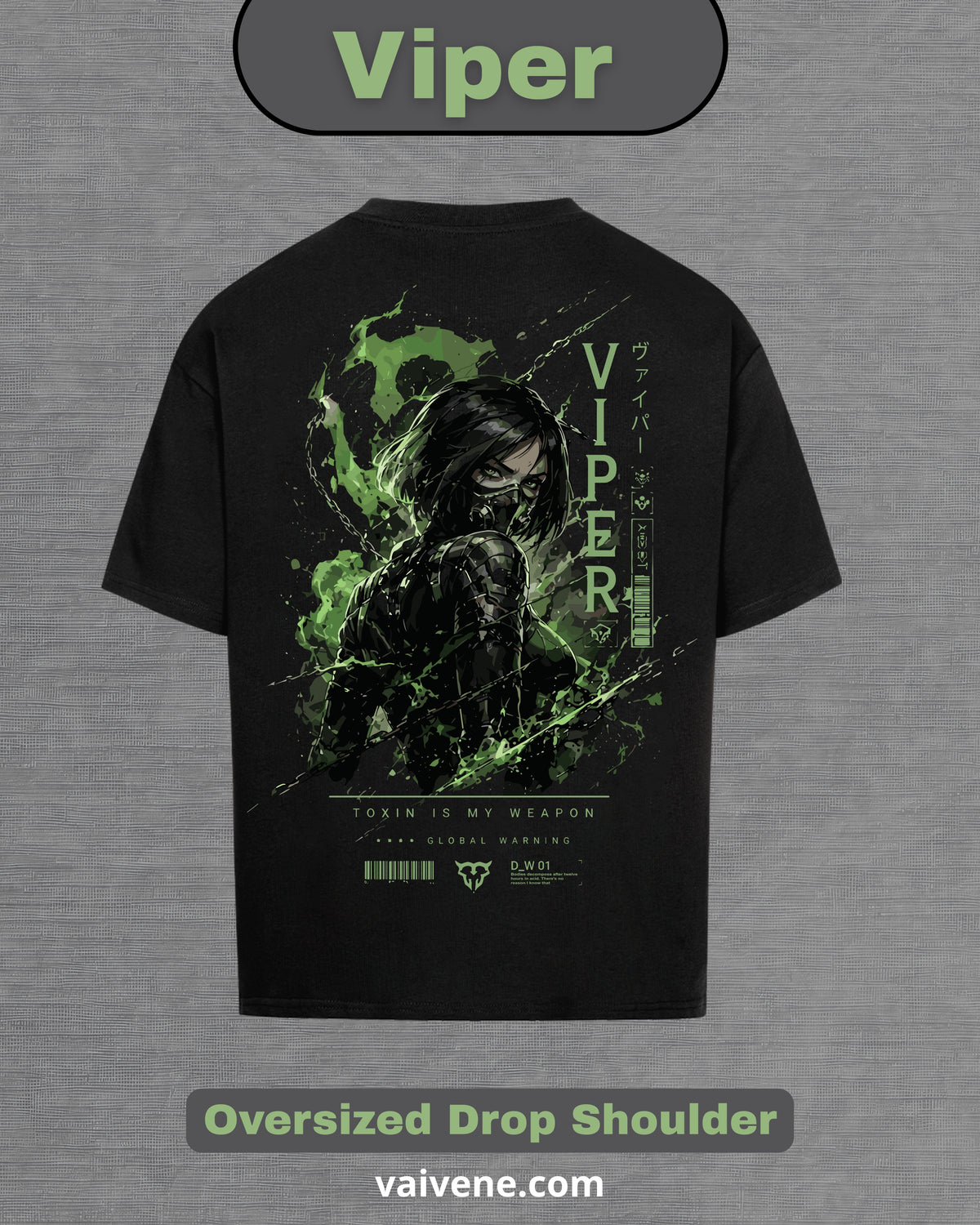 Viper – Valorant Inspired Oversized Drop Shoulder T-Shirt | Premium Gaming Streetwear ⭐