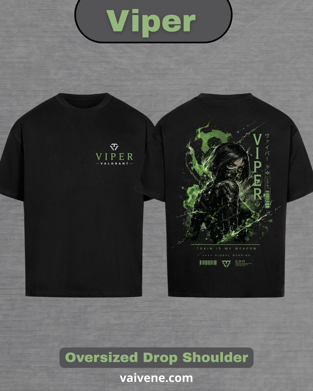 Viper – Valorant Inspired Oversized Drop Shoulder T-Shirt | Premium Gaming Streetwear ⭐