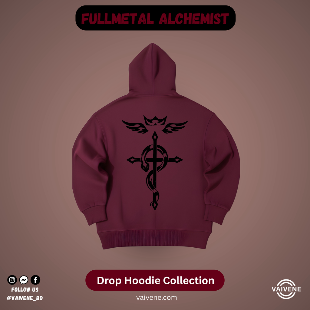 Fullmetal Alchemist – Brotherhood Drop Hoodie | Maroon Edition