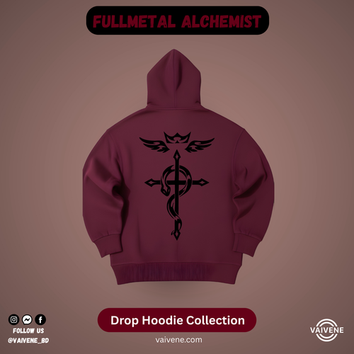 Fullmetal Alchemist – Brotherhood Drop Hoodie | Maroon Edition