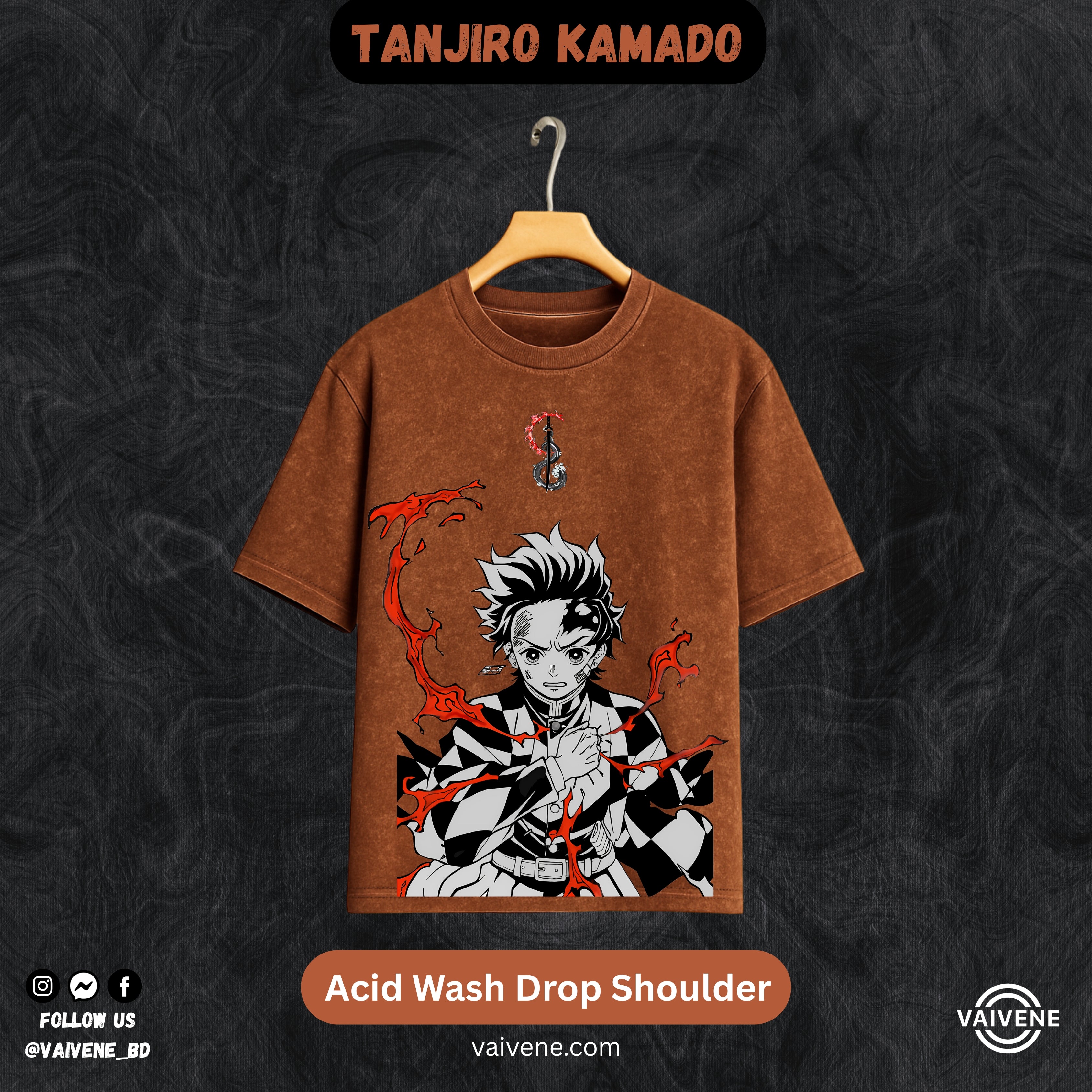Tanjiro Kamado Demon Slayer Streetwear Tee – Acid Wash Edition