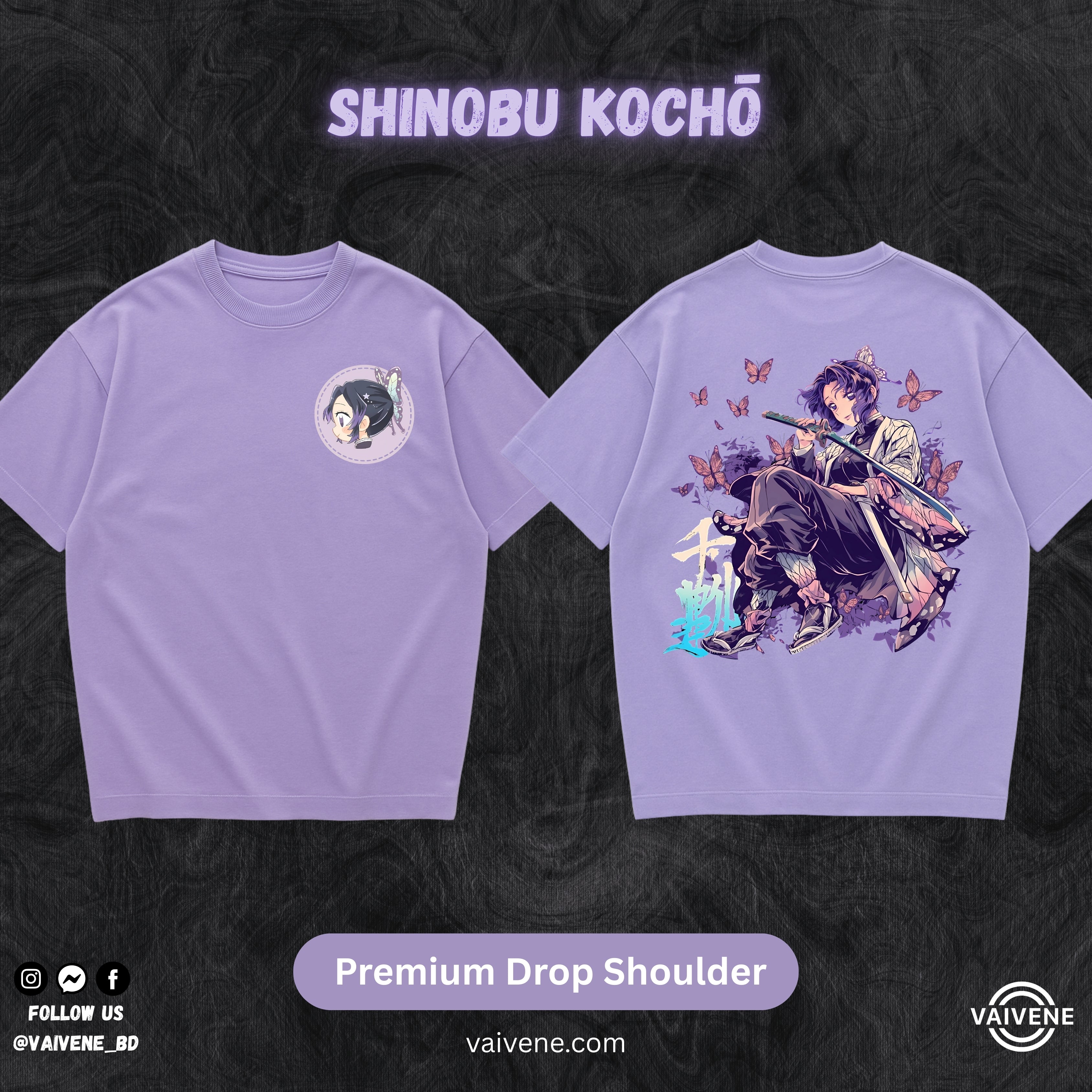Shinobu Kocho – Demon Slayer | Premium Lycra Oversized Drop Shoulder Tee