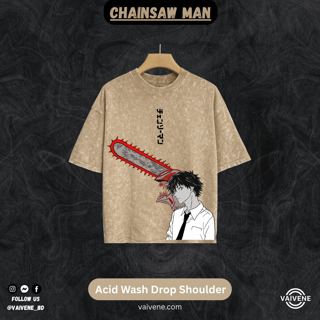 Denji Chainsawman Streetwear Tee – Acid Wash Edition