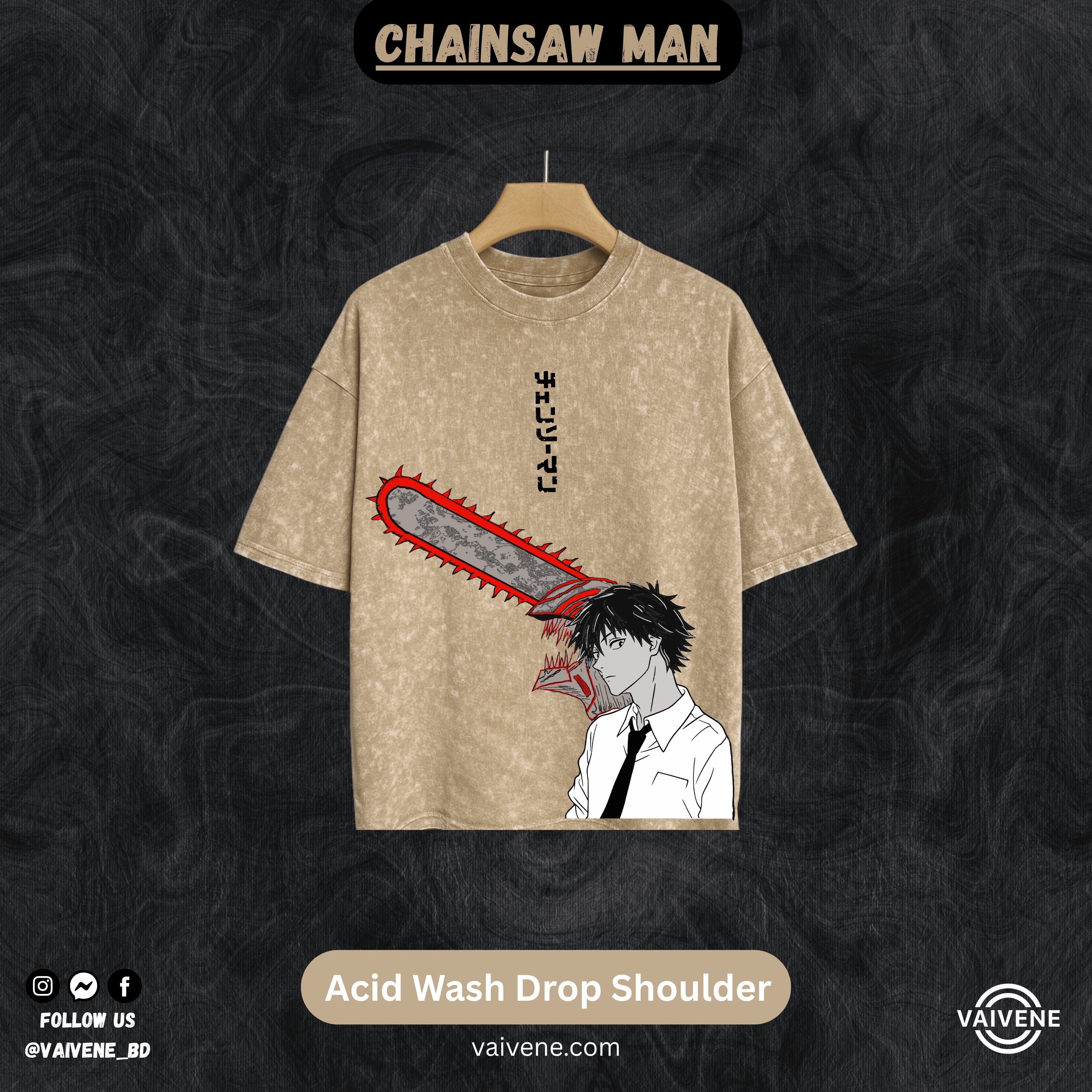 Denji Chainsawman Streetwear Tee – Acid Wash Edition