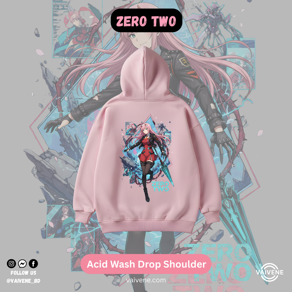 Zero Two – Darling in the Franxx Oversized Drop Hoodie | Pink Edition