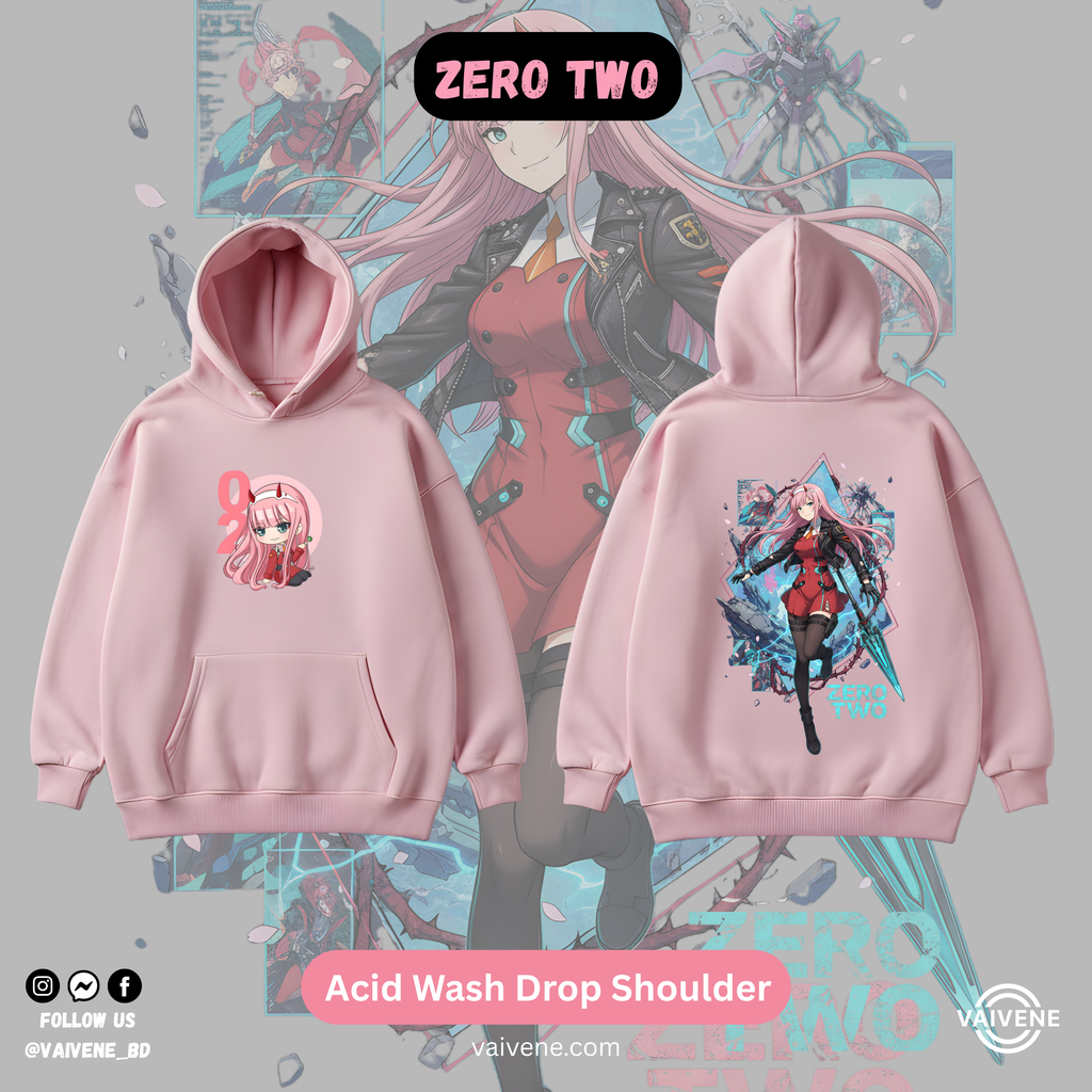 Zero Two – Darling in the Franxx Oversized Drop Hoodie | Pink Edition