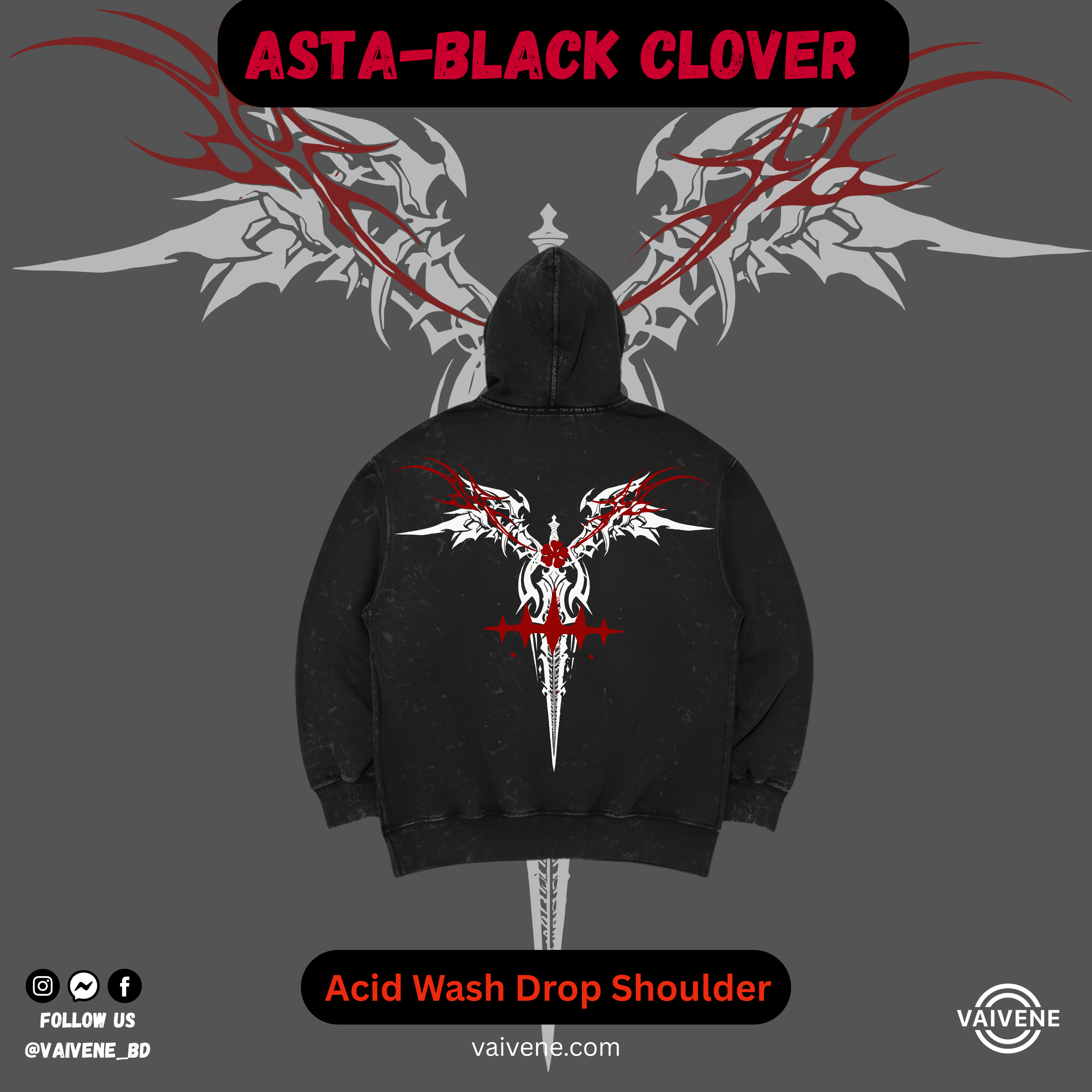 Asta – Devil Union Premium Acid Wash Hoodie | Black Clover Edition