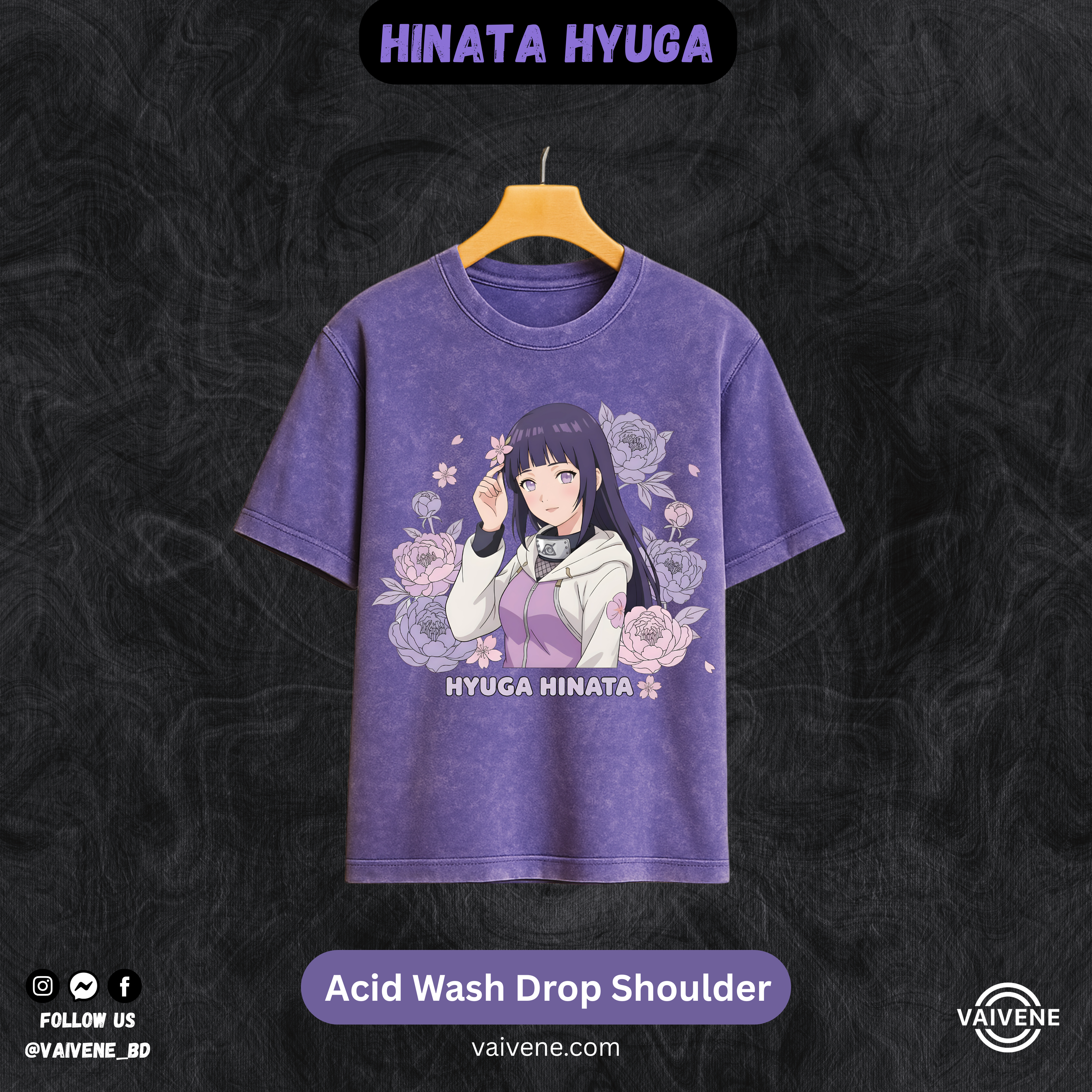 Hinata Hyuga Naruto Streetwear Tee – Acid Wash Edition