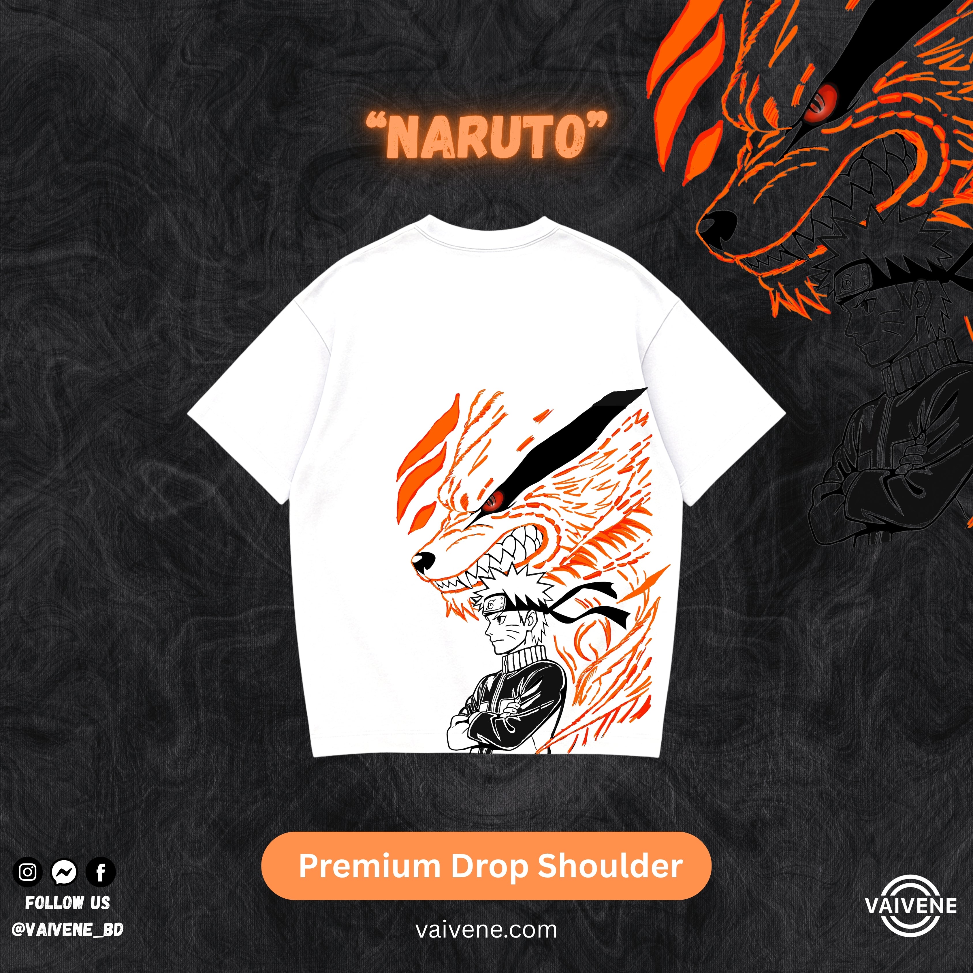 Naruto x Kurama – Oversized Drop Shoulder Tee | Streetwear White Edition