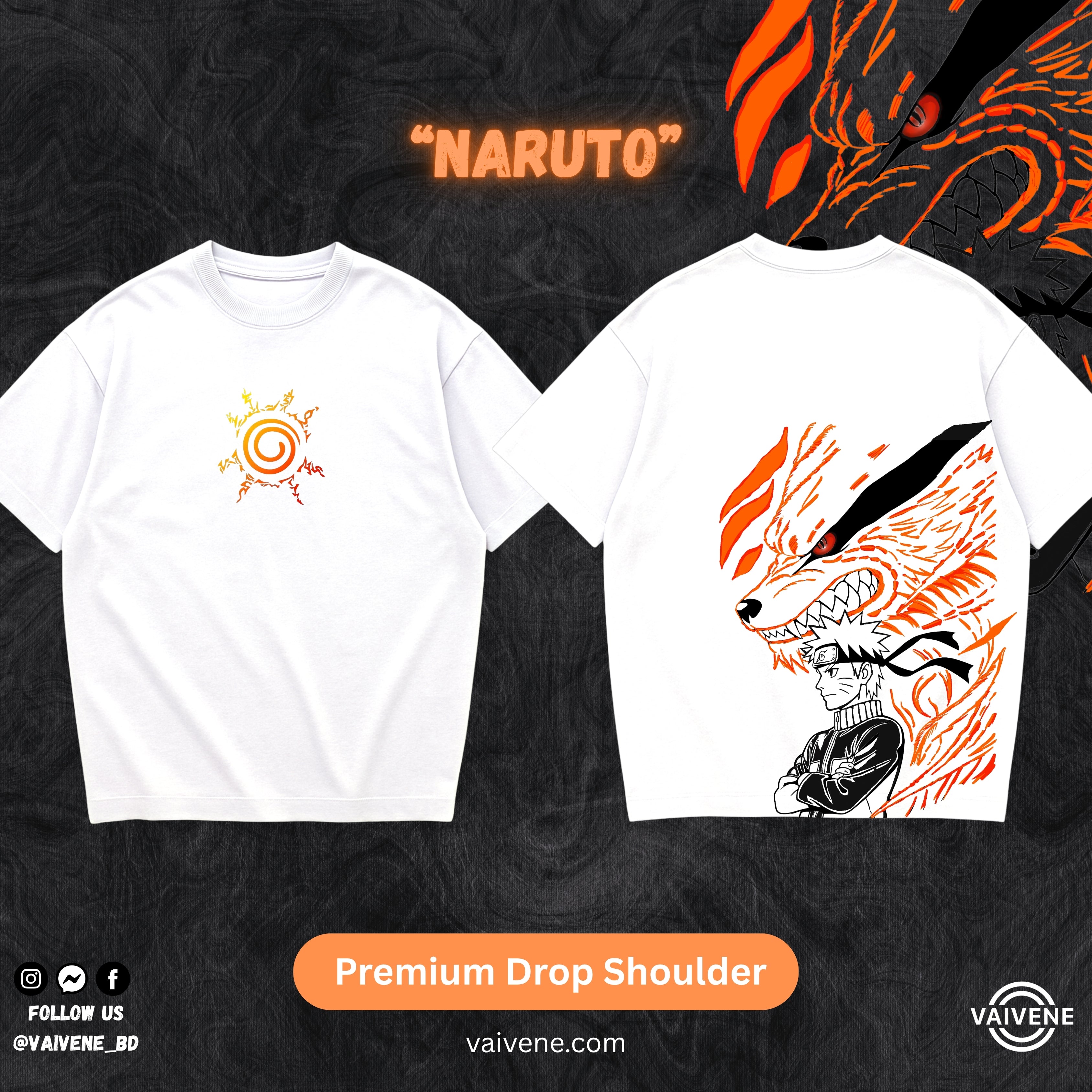 Naruto x Kurama – Oversized Drop Shoulder Tee | Streetwear White Edition