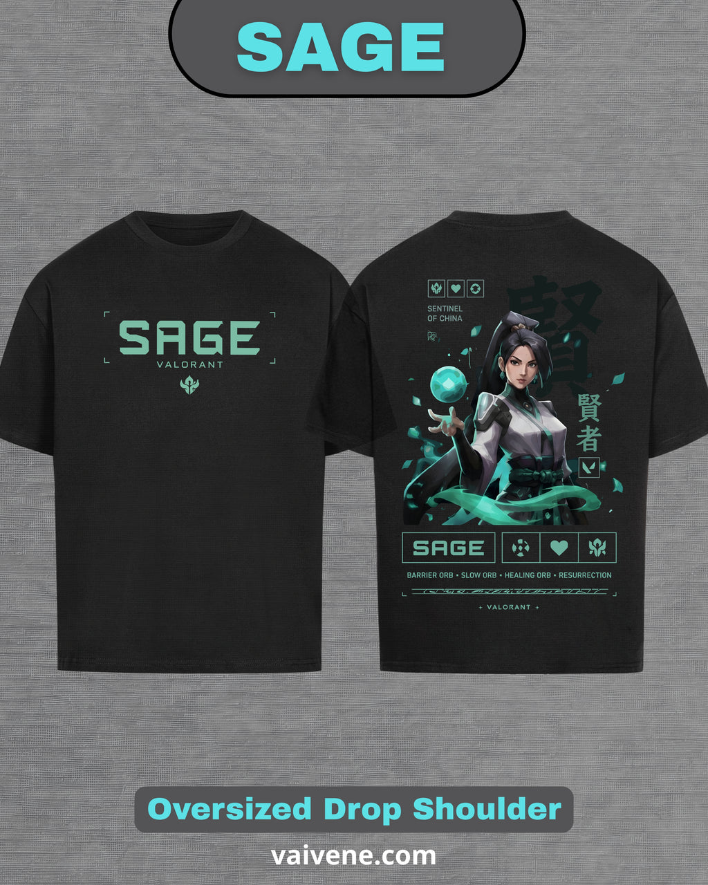 SAGE – Valorant Inspired Oversized Drop Shoulder T-Shirt | Premium Gaming Streetwear