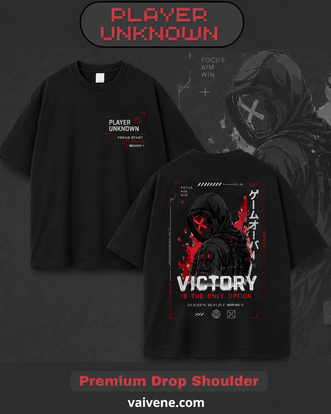 Player Unknown - Victory Tshirt | Premium Gaming Drop Shoulder